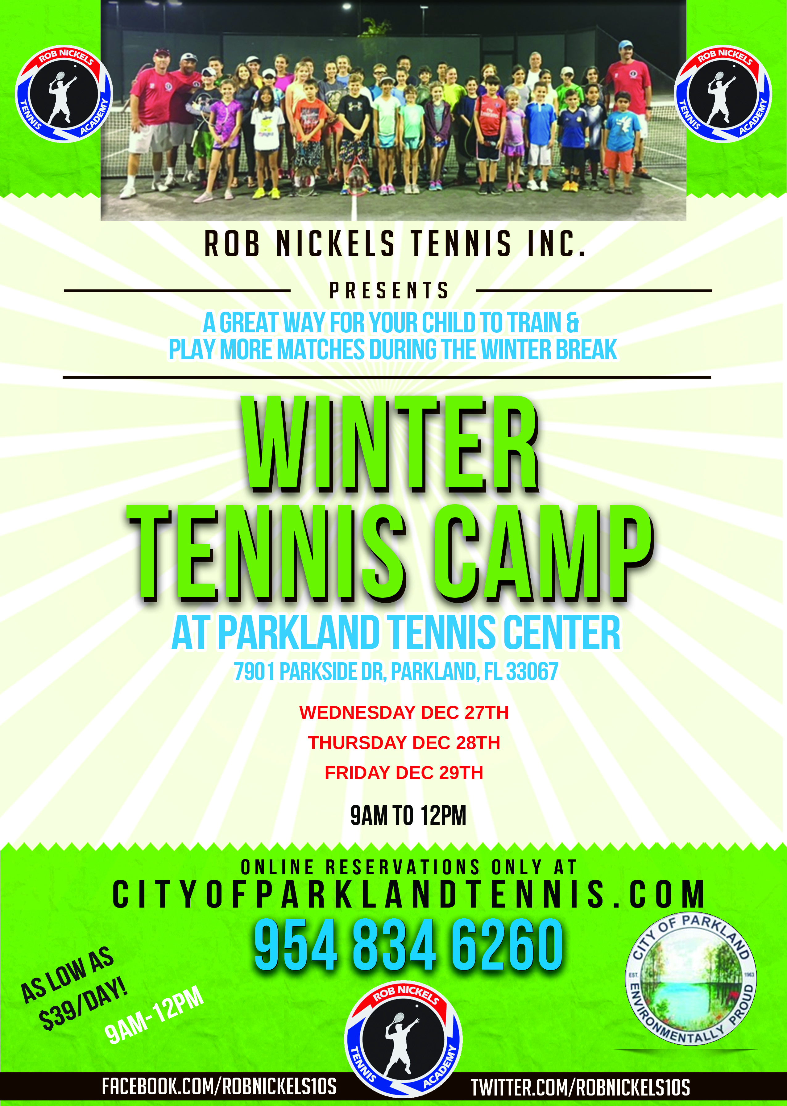 Winter Tennis Camp 2017 City of Parkland Tennis